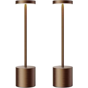 SAKRINGT Cordless Table Lamps Rechargeable,6000mAh Portable Battery Operated LED Table Light for Restaurant Outdoor 2 Pack Brown
