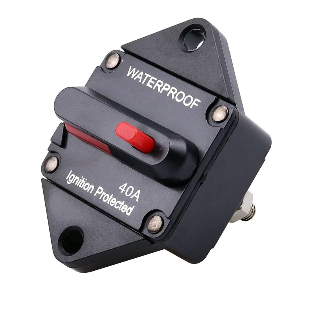 40Amp Circuit Breaker,12V-48V DC Waterproof with Manual Reset for Auto Truck RV Marine Electric Trolling Motors, Panel Mount