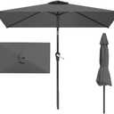 Patio Kingdom 6.5' x 10' Rectangular Patio Umbrella Large Outdoor Market Umbrella w/UV Protection, Push Button Tilt and Crank Lift, Rectangle Table Umbrella for Garden, Deck, Pool, Patio, Grey