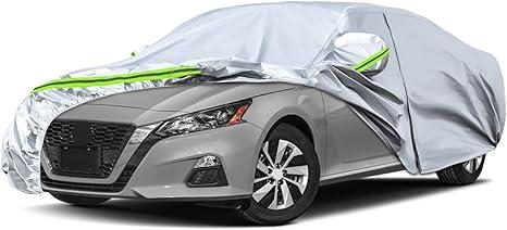 Waterproof Car Covers Replace for 2002-2025 Nissan Altima, 6 Layers Silver All Weather Custom-fit Car Cover with Zipper Door & Windproof Bands for Snow Rain Dust Hail Protection