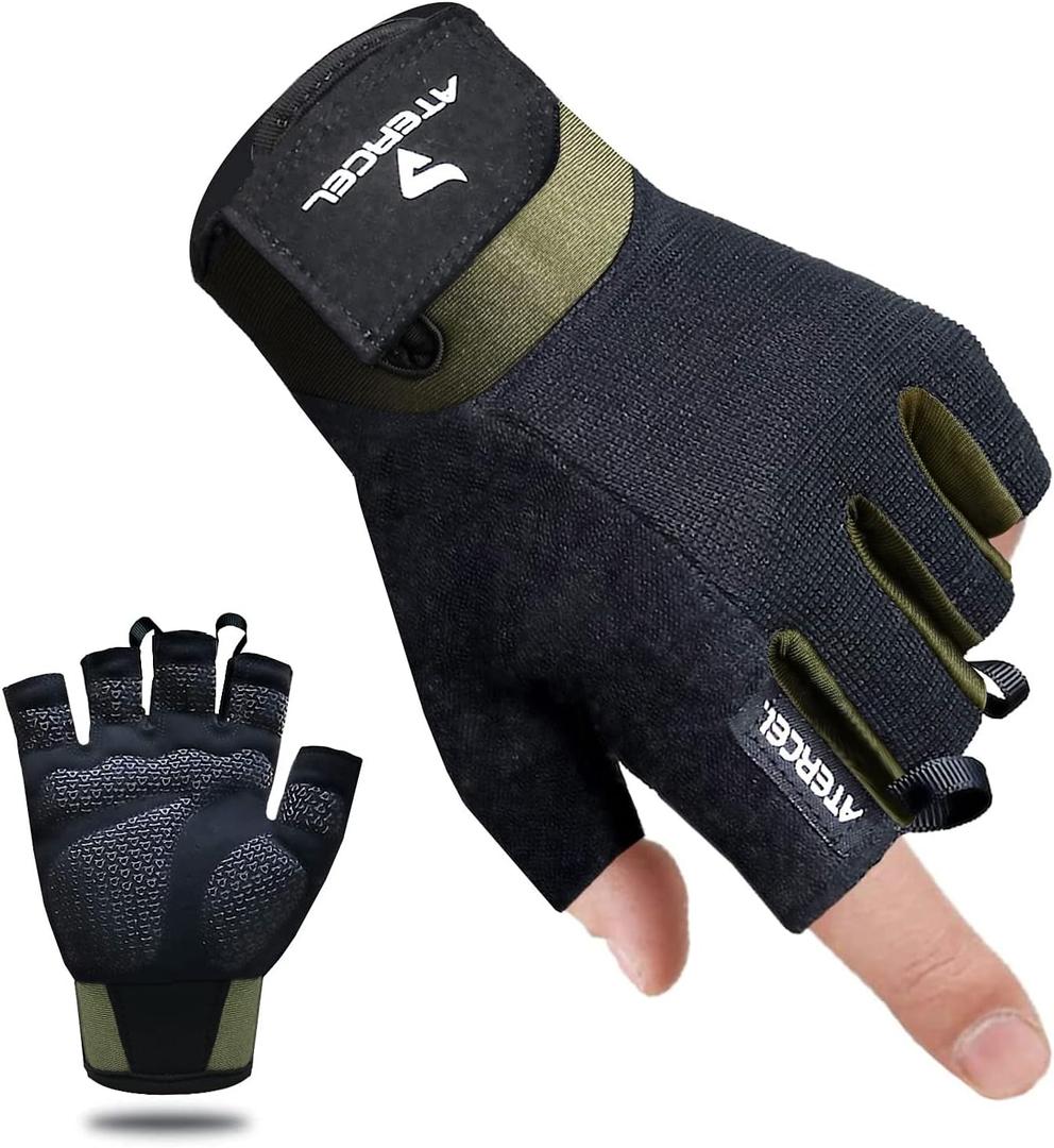 ATERCEL Workout Gloves for Men and Women, Exercise Gloves for Weight Lifting, Cycling, Gym, Training, Breathable and Snug fit (Medium, Green)