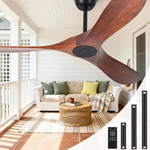 72 Inch Ceiling Fan No Light, Wood Outdoor Ceiling Fans for Patios Living Room Gazebo Porch, Indoor Modern Exterior Extra Large Ceiling Fan without Lights with Downrod(Walnut)