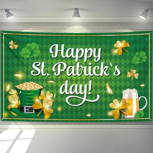 KatchOn, XtraLarge Happy St Patricks Day Banner - 72x44 Inch | St Patricks Day Backdrop for Photography | St Patricks Day Decorations Banners | Saint Patricks Day Banner for St Patricks Day Dcor