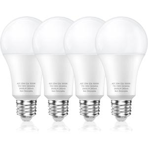 LEDERA 150 Watt LED Bulb, Energy Saving 23W Warm White Bulb 3000K, 2500 Lumens A21 LED Bulb 150W-200W, No-Flikcer E26 Medium Base for Home Office Factory, Non-Dimmable, Electric Light Bulb 4 Pack