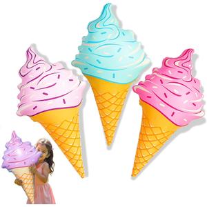 Novelty Place Giant Inflatable Ice Cream Cone for Summer Party, Swimming Pool, Beach, Birthday, and Outdoor Decorations(36 Inches, Pack of 3)