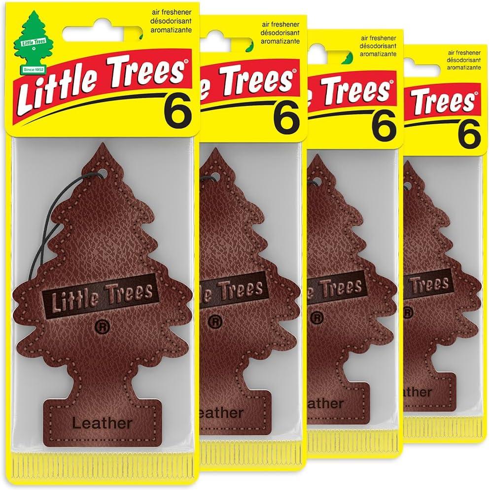 LITTLE TREES Car Air Freshener | Hanging Tree Provides Long Lasting Scent for Auto and Home | Leather, 24 Air Fresheners