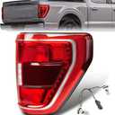 Tail Lights Compatible with 2021-2023 Ford F150 XL/STX/XLT/TREMOR Rear Taillight with Bulb and Wiring Harness Halogen Tail Light Assembly OE: ML3Z13404C ML3Z13404B Right Passenger Side & Blindspot