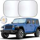 EcoNour 2-Piece Windshield Sun Shade for Jeep, Offers Complete Automotive Sun Protection, Foldable Jeep Windshield Shade Suits Wrangler, Compass, Gladiator & Renegade, (X-Small 18 in x 26 in)