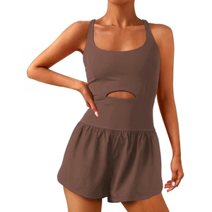 Wenlia Women Workout Romper Onesie with Padded Bras Sleeveless One Piece Outfits Shorts Atheletic Running Jumpsuit Clothes