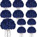 Mason Jars with Hydrangea, 10 Set Artificial Flower Table Centerpieces Glass Flowers Vases Decor for Home Wedding Farmhouse Bridal Shower Graduation Boho Decorative(Royal Blue)