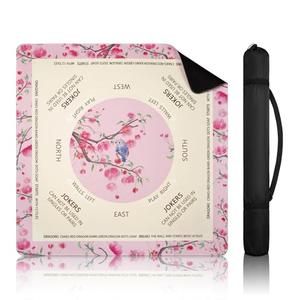 DEVPNR Mahjong Mat for Table with Rules, Noise-Reducing 32.6"x32.6" Mahjong Table Cover, Non-Slip Table Cloth for American Mahjong, Poker, Card, Board & Tile Games, Easy Storage with Travel Bag (Pink)