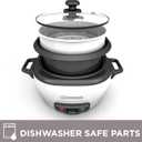 BLACK+DECKER Rice Cooker 6-Cup (Cooked) with Steaming Basket, Removable Non-Stick Bowl, White