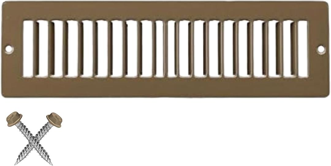 HVAC Premium 12" x 2" Toe Space Grille - HVAC Vent Cover [Outer Dimensions: 13.5 X 3.5] - Brown
