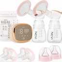 NCVI Double Electric Breast Pump 8102, Upgraded 4400mAh Battery with Night Light, Portable Breast Pump for Breastfeeding, 4 Modes & 9 Levels, LED Display, With 8 Flanges, Breastmilk Bags, Nursing Pads Orange