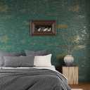 VEELIKE Distressed Teal Gold Metallic Wallpaper Peel and Stick Plaster Concrete Wallpaper for Bedroom Accent Wall 15.7''x118'' Self Adhesive Removable Teal Metallic Contact Paper for Walls Cabinets