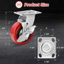 Nefish 5 Inch Industrial Grade Casters Wheels, Heavy Duty Polyurethane Casters Set of 4 with Dual Ball Bearing, Solid Polyurethane Wheel 3500 Lb, Plate Swivel Casters for, Industrial, Equipment