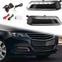 HECASA LED Fog Light Set Compatible with 2014-2020 Chevrolet Impala Replacement for GM2562102 GM2563102 w/Fog Light Bezel Wiring Switch Kit Pair Fog Lamp (Clear Lens+Black Housing)
