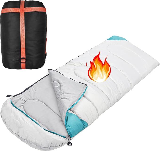 Sleeping Bag Cold Weather-Heating Sleeping Bag with 3 Heating Levels,Waterproof Lightweight Jointable Camping Sleeping Bag and Compression Sack for Camping Hiking Backpacking All Season