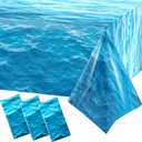 Irenare Ocean Waves Plastic Tablecloth Ocean Table Cover Water Print Table Cover Sea Tablecloth Blue for Beach Pool Birthday Party Decoration Shower Supplies(3 Pieces,54 x 108 Inch)