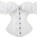 SHYMMUO Corset Top for Women Renaissance Steampunk Bustier Top Sexy Lace Up Corset Top Festival Pirate Halloween Costume (Medium, White)