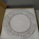 Antique Charger Plates, 13 Inch White Dinner Plate Chargers Round Server Ware. Set of 6 Plastic Embossed Charger for Dinner, Party, Wedding, Elegant Tableware Decoration (White)