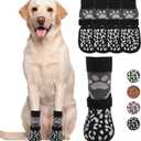 KOOLTAIL Dog Socks Shoes for Hot Pavement, Breathable & Warm Winter Dog Booties to Prevent Licking Paws for Small Medium Large Senior Dogs,Non Slip Grippy Pet Boots & Paw Protectors for Hardwood Floor (Large(4 Pack), Grey+black)