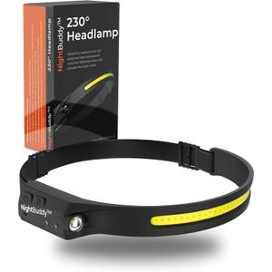 NightBuddy The Original LED Headlamp Rechargeable Flashlight for Adults Camping Essentials Backpacking Lights 4X Brighter Other Headlight Headband Lamp 5 Light Modes Hiking Gear Must Haves (Headlamp)