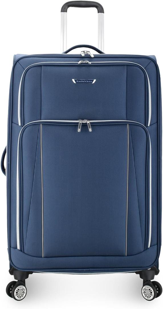 Traveler's Choice Lares Softside Expandable Luggage with Spinner Wheels, Navy, Checked 30-Inch