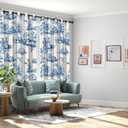 Blue Toile Curtains for Living Room 63 Inch Length 2 Panels Set Linen Toile de Jouy French Country Vintage Victorian Window Curtain Drapes for Bedroom Grommet