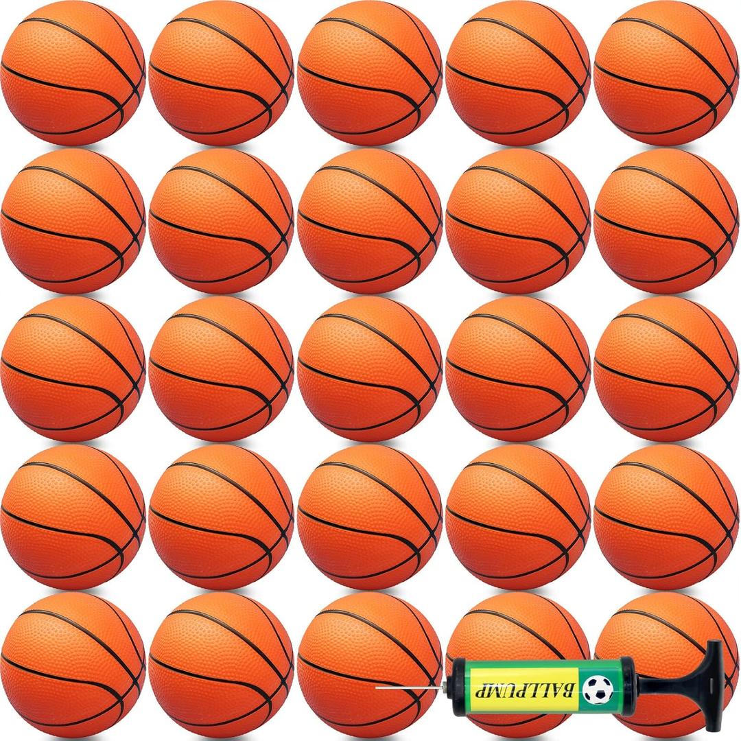 40Pcs Mini Basketball Set, 6" Inch Small Basketballs with Pump for Over The Door Hoop Games, PVC Indoor Outdoor Play, Pool Beach Basketball, Party Favors, Adults Kids (Orange)