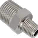 Yoebor Stainless Steel 304 Hex Nipple Covert Metric Thread to NPT Thread, M14*1.5 Male x 1/4" NPT Male Pipe Fitting 1pc