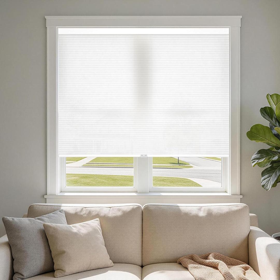 Cordless Thermal Insulation Cellular Shades, White, 32''W x 48''H