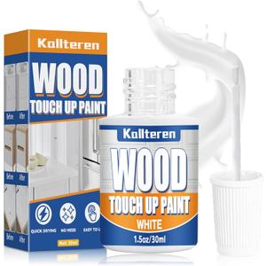 2 x Wood Touch Up Paint, 1.5 fl Oz White TCabinet Paint for Furniture, Fast Drying Wood Paint, Quickly Repairs Any Scratches Chips Blemishes on Cabinets, Doors, Tables, and Dressers, Touch Up Paint for Both Interior and Exterior Use