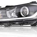 Left Headlight Assembly for 2017 2018 Hyundai Elantra (Not Fit Elantra GT Models), Driver Side Halogen Headlamp with Clear Lens Black Housing Amber Reflector (with Bulbs)