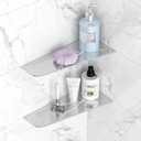 Shower Corner Shelf 304 Stainless Steel 12" Corner Shelf Bathroom Shampoo Holder for Shower Floating Corner Shelf for Wall, No Drilling, Brushed Nickle, 2Pack