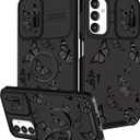 Funermei for Samsung Galaxy A16/A17 5G Phone Case - Women Girls Cute Phone Cover Girly Pretty Aesthetic Black Butterfly Unique Design with Camera Cover Ring Stand Funda for Galaxy A16/A17 5G Case