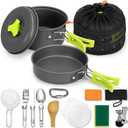 15pcs Camping Cookware Mess Kit,Non-Stick Lightweight Pots Set Portable Outdoor Cookware for Camping Backpacking Hiking Outdoor Cooking and Picnic