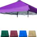 10x10 Canopy Replacement Top with Air Vent Silver Coated for Straight Leg Canopy Frame, (Purple)