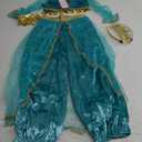 ReliBeauty Princess Toddle Costumes for Girls Arabian Long Sleeves Dress up Holloween Party Birthday whithCollar and Crown (6-7/120, Green)