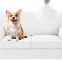 CYCMCAO 3 Piece Stretch Sofa Cover Couch Covers for 2 Cushion Couch, Loveseat Covers Stay in Place, Sofa Covers Washable with Elastic Bottom for Dogs (Off-White), 71"-91" (2 Cushion Sofa)