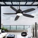 Fanbulous 52 Inch Waterproof Outdoor Ceiling Fan with Lights and Remote,IP65 Hanging Gazebo Fan with 3CCT 6-Speed DC Motor,Black Wet Rated Plug in Ceiling Fan with Cord for Patios Porch Pergola