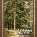 Splinterix 11x14 Gold Picture Frame, Ornate Vintage Picture Frames for Wall or Tabletop Display, 11 x 14 Photo Frame Gold with Real Glass, Display Poster 8x10 with Mat or 11x14 without Mat for Antique Dco