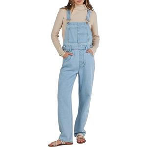 Overalls for Women Loose Fit Denim Overalls Adjustable Strap Jean Jumpsuit Bib Romper 2025 Fall Casual Work Outfits Medium, Washed Azure 