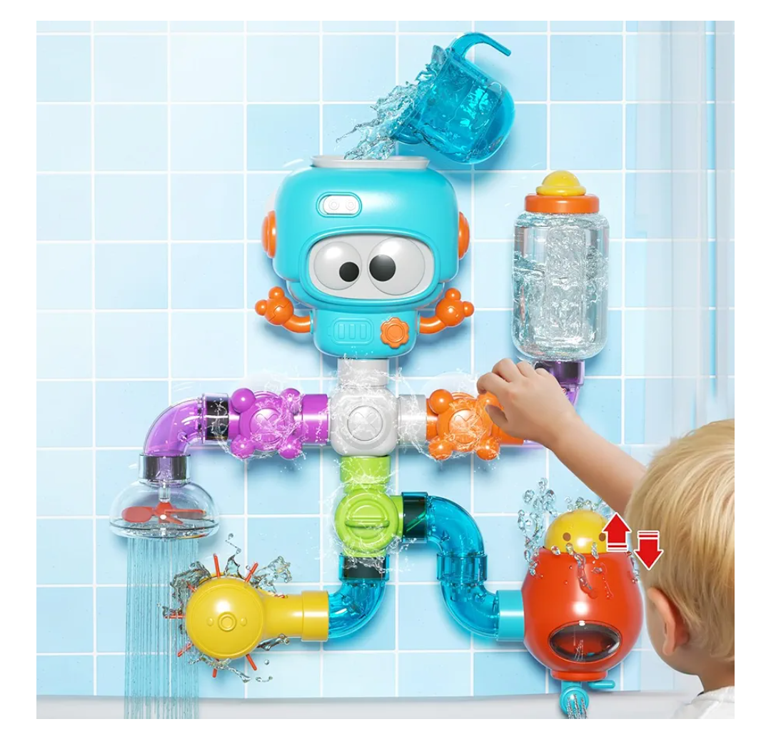 Bath Toys for Kids Ages 4-8, DIY Assembly Water Pipe Building Kit, Interactive Water Toy for Toddlers 3-5, Educational STEM Learning Gift for Boys and Girls