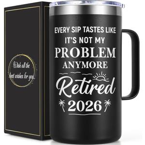 Qtencas Retirement Gifts for Men, Every Sip Tastes Like It's Not My Problem Anymore 20oz Insulated Coffee Mug, Goodbye Gift, Farewell Gifts for Men Friends Coworkers Dad Grandpa