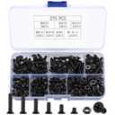 M4 Flat Head Machine Screws and Nuts Kit, 275 Pcs Black Countersunk Head Phillips Screws Bolts Hex Nuts Assortment Kit - M4 x 6mm/ 10mm/ 12mm/ 16mm/ 18mm/ 20mm (One Size)