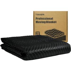 Moving Blanket 80 x 72 inches, Quilted Moving Blankets Heavy Duty Moving Padded Blanket Furniture Blankets for Moving (1, Black)