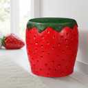 Sintuff Strawberry Room Decor 11" Strawberry Garden Stool Side Table Plant Stand Sitting Step Stool for Garden Indoor Outdoor Bedroom Decorations, 10.63 x 11.02 x 11.02 inches
