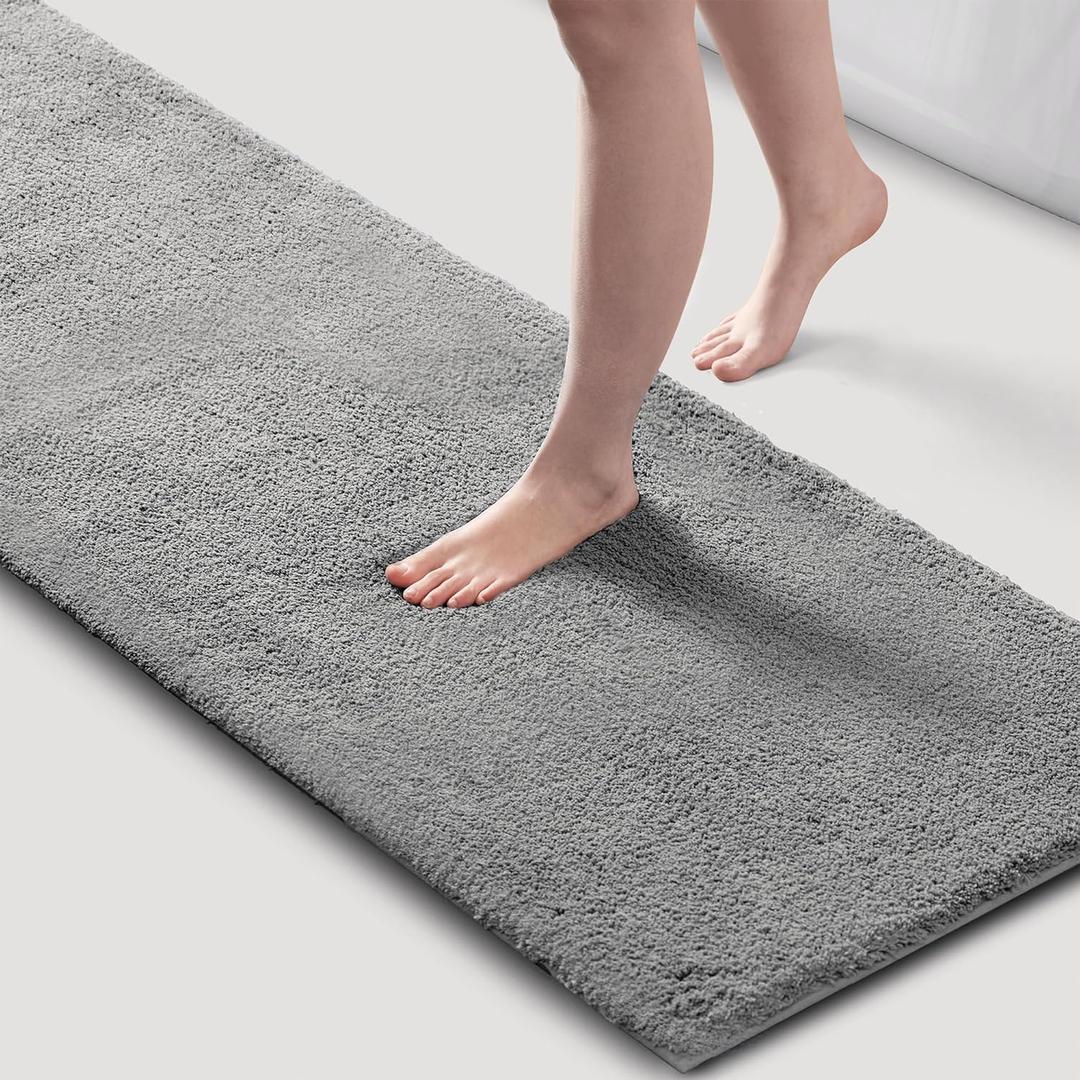 Madison Park Marshmallow Bathroom Rug Non Slip, Luxrurious Plush Bath Mat, Absorbent, Quick Dry, Spa Design Bath Room Décor, 24x72, Grey