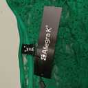 Allegra K Women's Lace Floral Blouse Short Sleeve Dressy Casual Shirt Crew Neck Sheer Top Medium Dark Green
